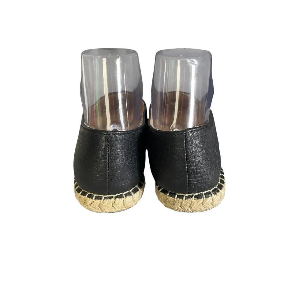 C Wonder Women’s Margot Black Leather Slip On Espadrilles Size-8M